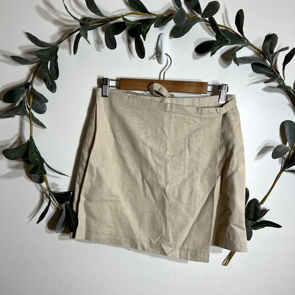 Forever 21 Cream Linen Blend Wrap Skirt - Picture 1 of 6